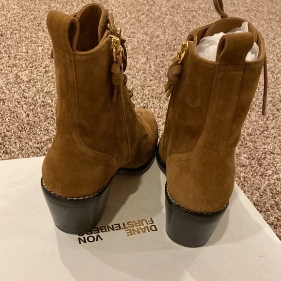 NIB Diane Von Furstenberg Dakota lace-up Suede leather western boots - Picture 4 of 8